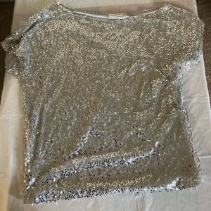 Silver Sequins off shoulder sleeve top